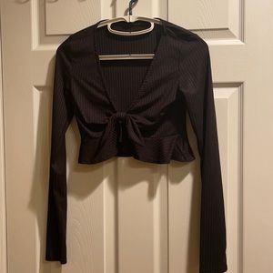 Revamped black long sleeve crop top medium